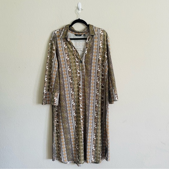 Mlle Gabrielie woman’s 3X Patterned Long Sleeve midi Dress casual modern gmacore - Picture 9 of 9